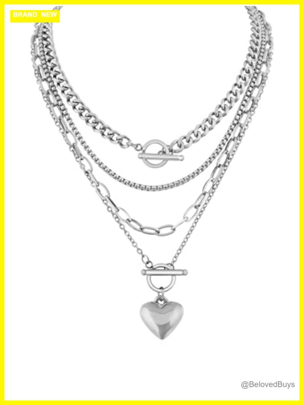 Stainless Steel Layered Heart Choker Necklace Set Gothic Punk Grunge